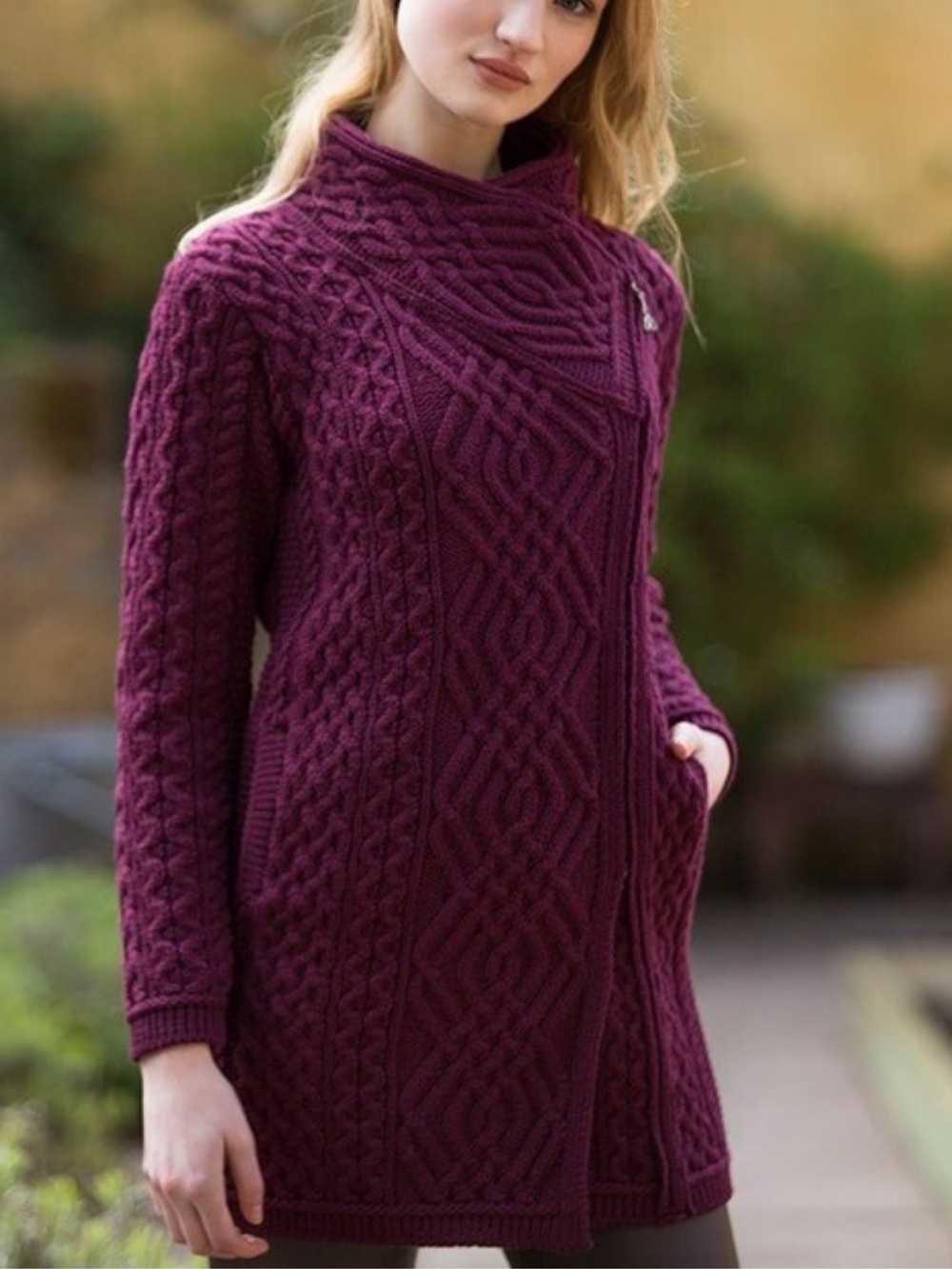 Aran Craft Merino Wool Long Sleeve Asymmetrical Zip Pockets Sweater Jacket XS - Picture 2 of 13